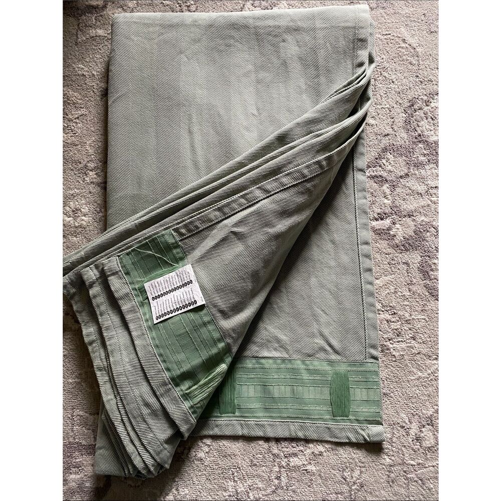 Ikea Herringbone Light Sage Green Curtain Panel set 55x98”